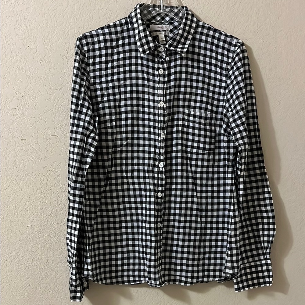 J. Crew Black and White Casual Button Down Shirt